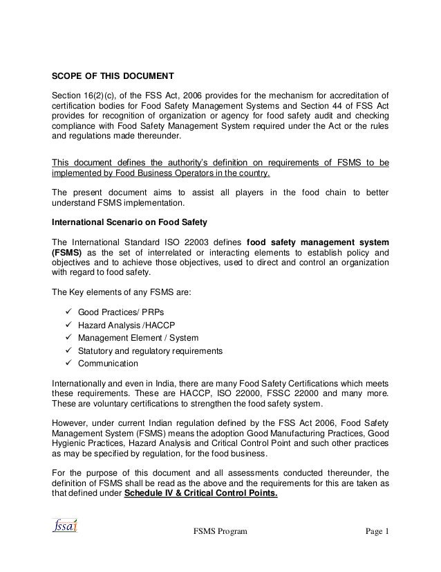 Food Safety Management System Management Review Food