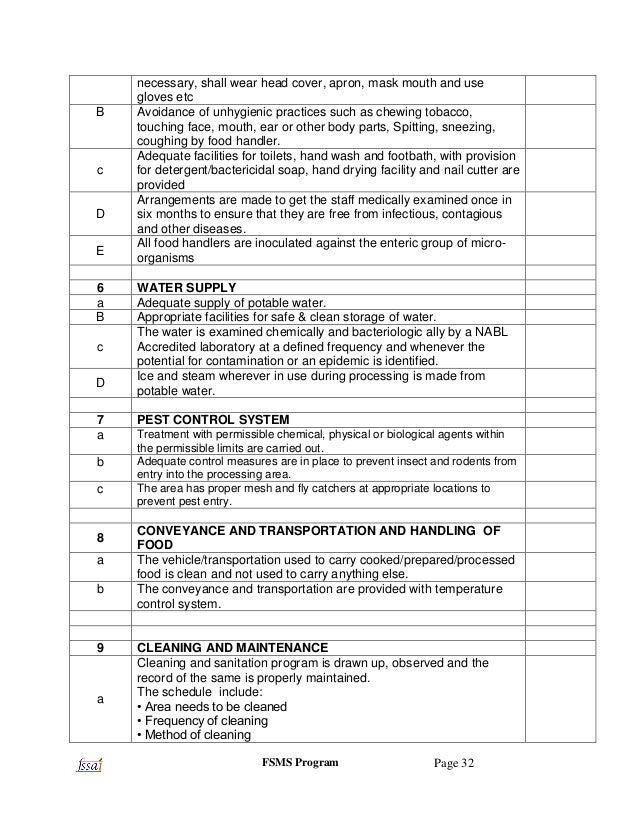 Hazard Analysis and Critical Control Point (HACCP) Food